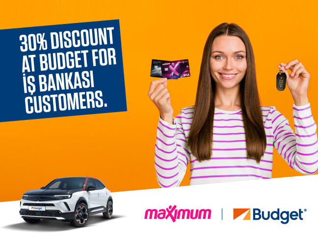 A Discount of Up to 30% at Budget for İş Bankası Customers